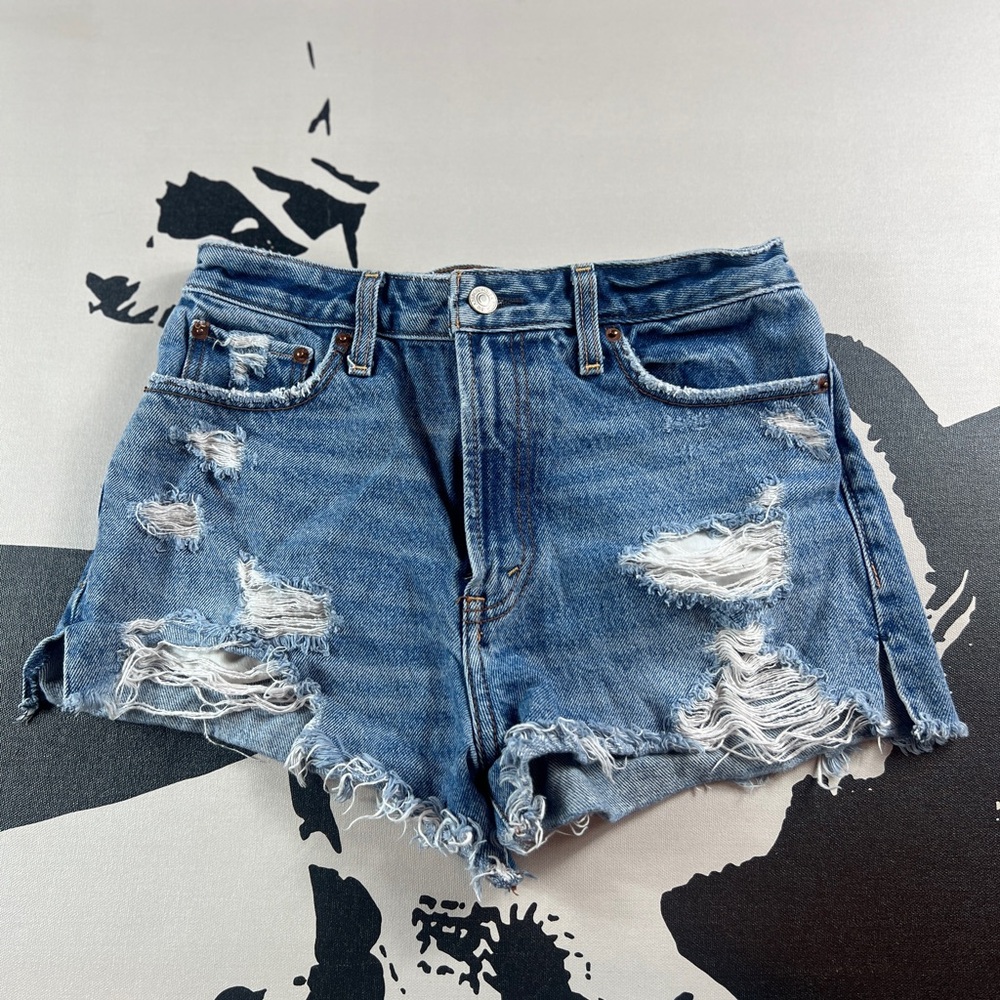 Abercrombie & Fitch Ripped Blue Jean Shorts